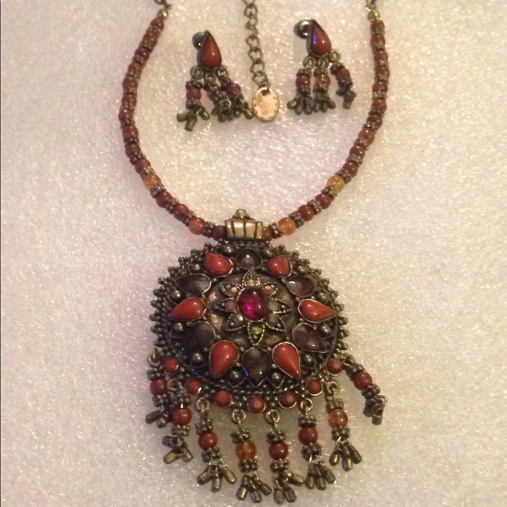 Set brass   Beads necklace and earring